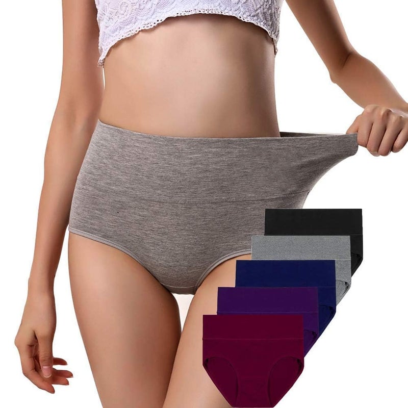 ANNYISON Store ANNYISON Womens Underwear, Soft Cotton High Waist Breathable Solid Color Briefs Panties for Women - Image 1
